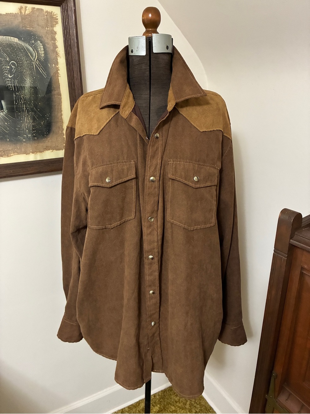 Vintage Bit & Bridle Faux Suede Western Shirt